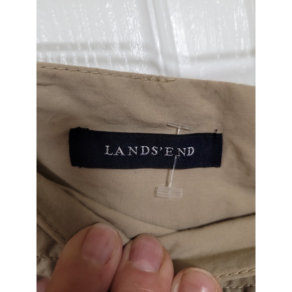 Lands End Womens Khaki Tan Cotton A-Line Skirt Size 18 Lined Pockets Classic - Picture 2 of 6